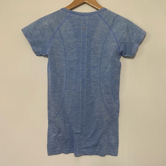 Lululemon swiftly tech short sleeve v neck heathered blue athletic top size 6 - Picture 5 of 5